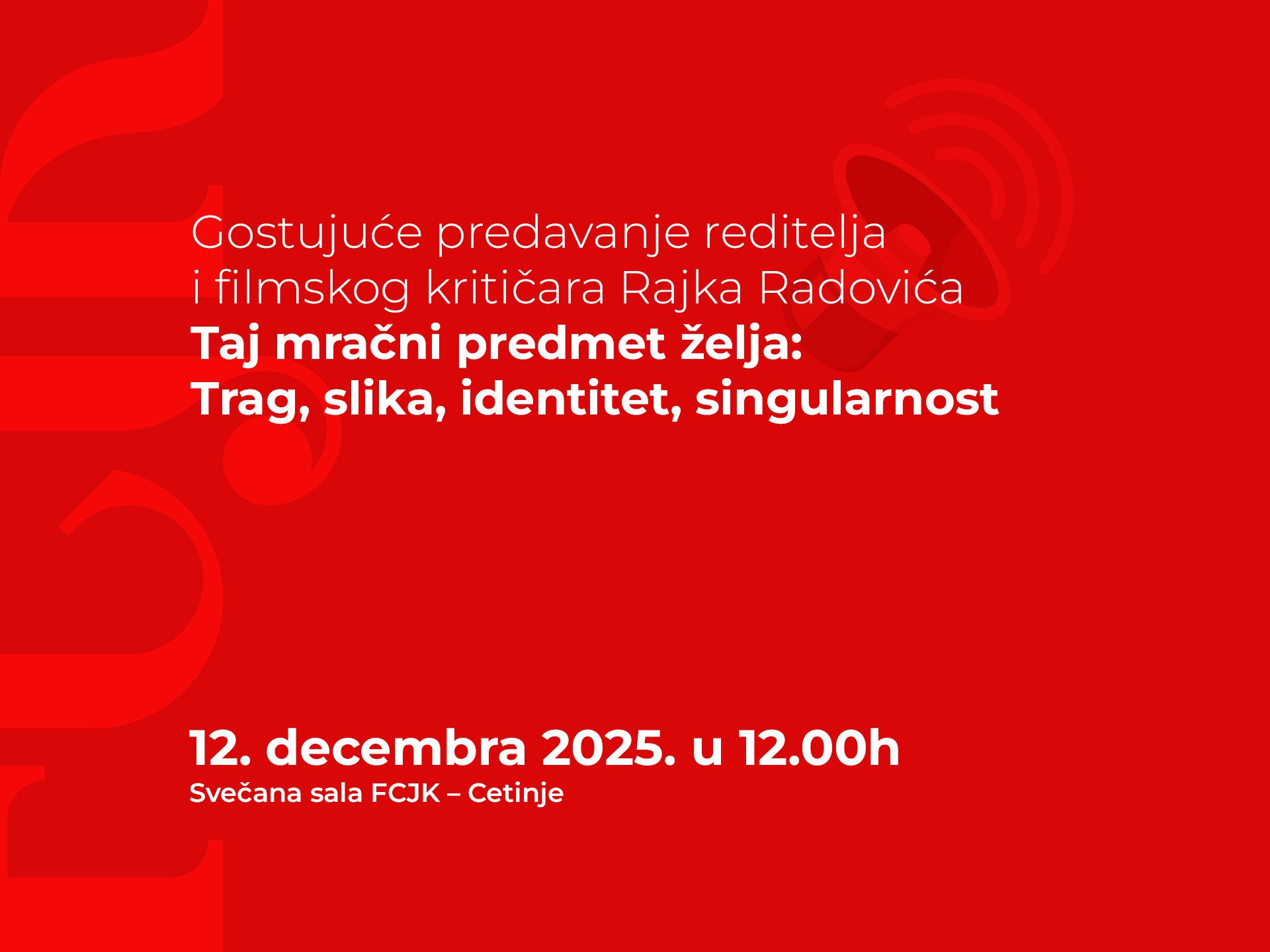 FCJK organizuje predavanje Rajka Radovića