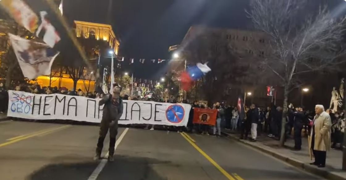 Manji proruski desničarski skup u Beogradu na drugu godišnjicu ruske invazije na Ukrajinu