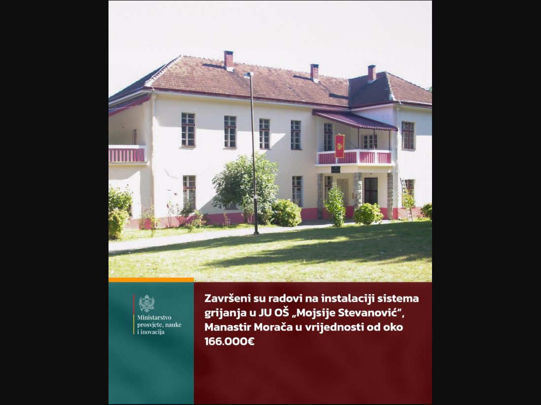 Instaliran sistem grijanja u objektu JU OŠ „Mojsije Stevanović“ u Kolašinu