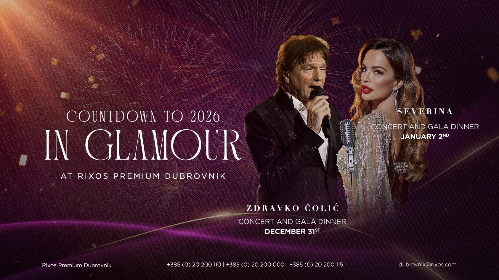 Rixos Premium Dubrovnik najavljuje glamurozan doček Nove 2026. uz Zdravka Čolića i Severinu