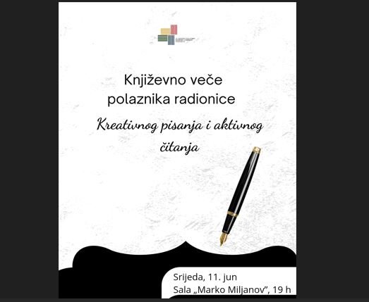 U srijedu u NB Radosav Ljumović književno veče polaznika radionice Kreativnog pisanja i aktivnog čitanja