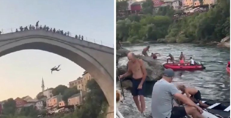 Pogledajte: Stranac izveo rizični skok sa Starog mosta, Mostarci ga istukli