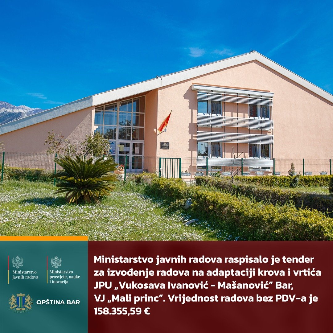 Raspisan tender za izvođenje radova na adaptaciji vrtića u Baru