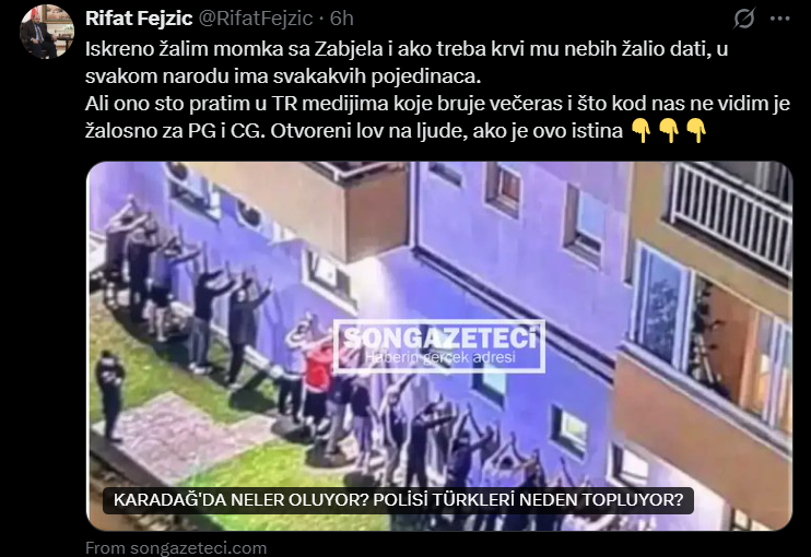 Tursko glasilo: „Policija u Crnoj Gori se ponaša vrlo grubo, scene se upoređuju sa onima iz nacističke Njemačke“