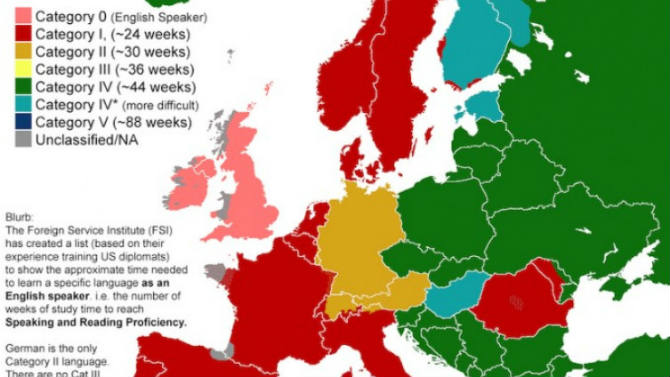 Infografika za učenje svjetskih jezika: Evo koliko vremena treba za crnogorski