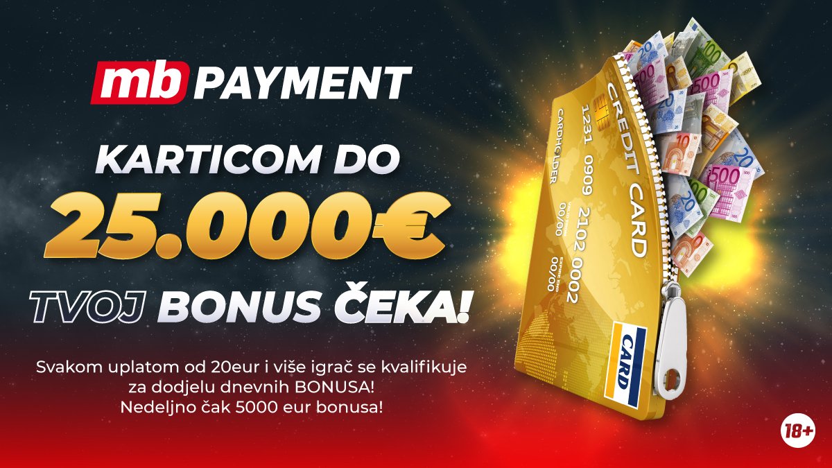 Uplati karticom – 25000€ bonusa čeka na tebe!