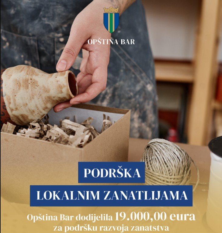 Podrška Opštine Bar lokalnim zanatlijama: Dodijeljeno 19 hiljada eura za realizaciju biznis planova u oblasti zanatstva