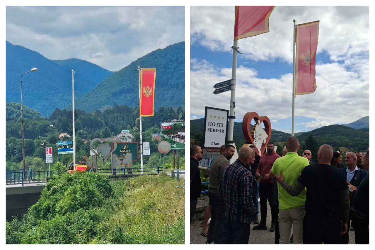 Građani u Mojkovcu spriječili pokušaj uklanjanja crnogorske zastave i postavljanja trobojke