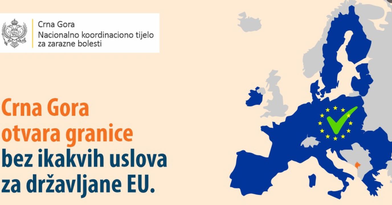NKT: Crna Gora od danas otvara granice za članice EU bez ikakvih uslova