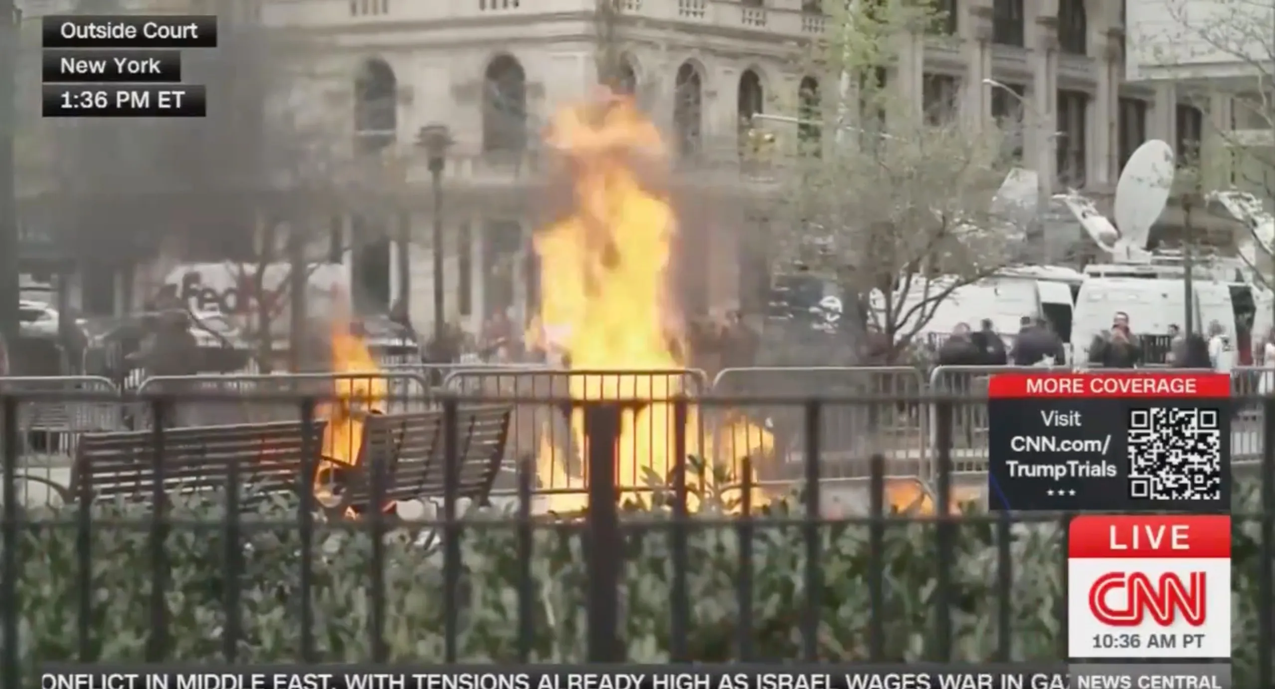 UZNEMIRUJUĆE Muškarac se zapalio ispred sudnice u Nujujorku gdje se sudi Trampu