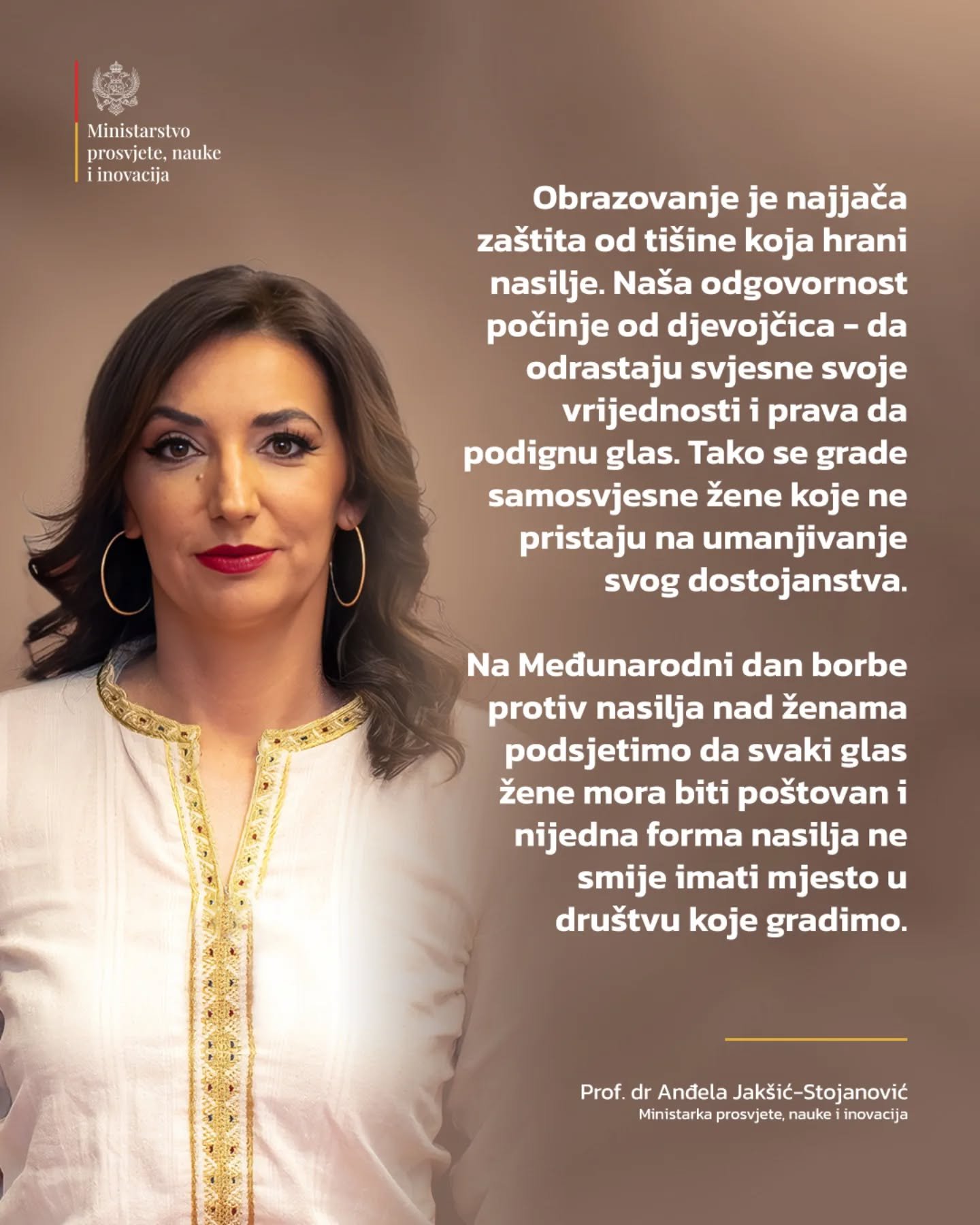 Jakšić Stojanović: Obrazovanje najjača zaštita od tišine koja hrani nasilje