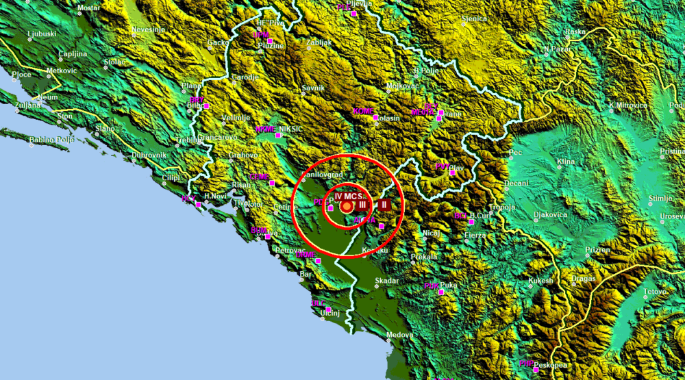 Manji zemljotres kod Podgorice