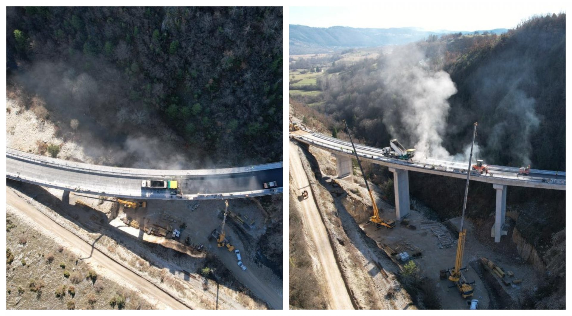 Na gradilištu Vrulja - Mijakovići radovi teku punom parom: Završen prvi sloj asfalta na mostu broj 1