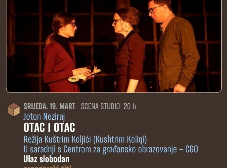 Predstava “Otac i otac“ na Sceni Studio; ulaz slobodan, broj mjesta ograničen