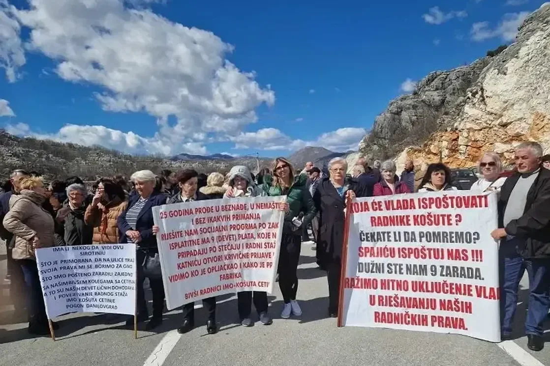 Bivši radnici Košute nastavljaju proteste: Blokiraće put Podgorica-Cetinje na tri sata