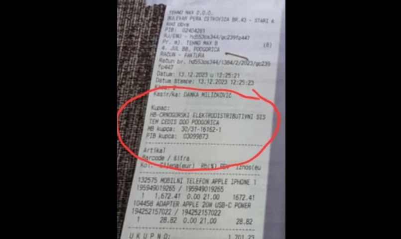 Dragićević: Telefon od 1700 eura kupljen na račun CEDIS-a a onda završio u oglasima
