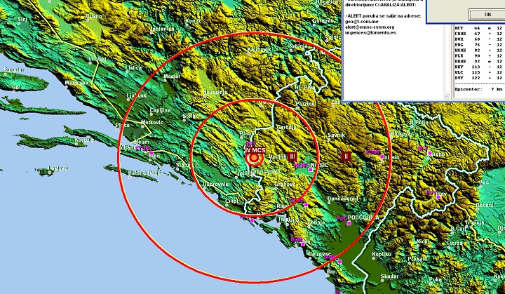 Slabiji zemljotres na granici Crne Gore i BiH