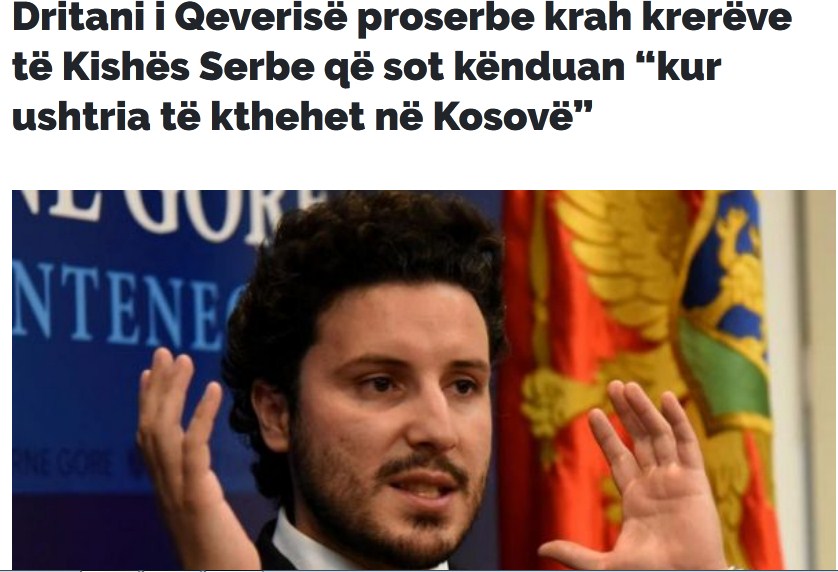 Gazeta Express: Dritan iz prosrpske Vlade rame uz rame sa vođama Crkve Srbije koji su pjevali - Kad se vojska na Kosovo vrati