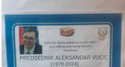 Tužilaštvo traži odgovorne za objavljivanje 'umrlice' sa Vučićevim likom