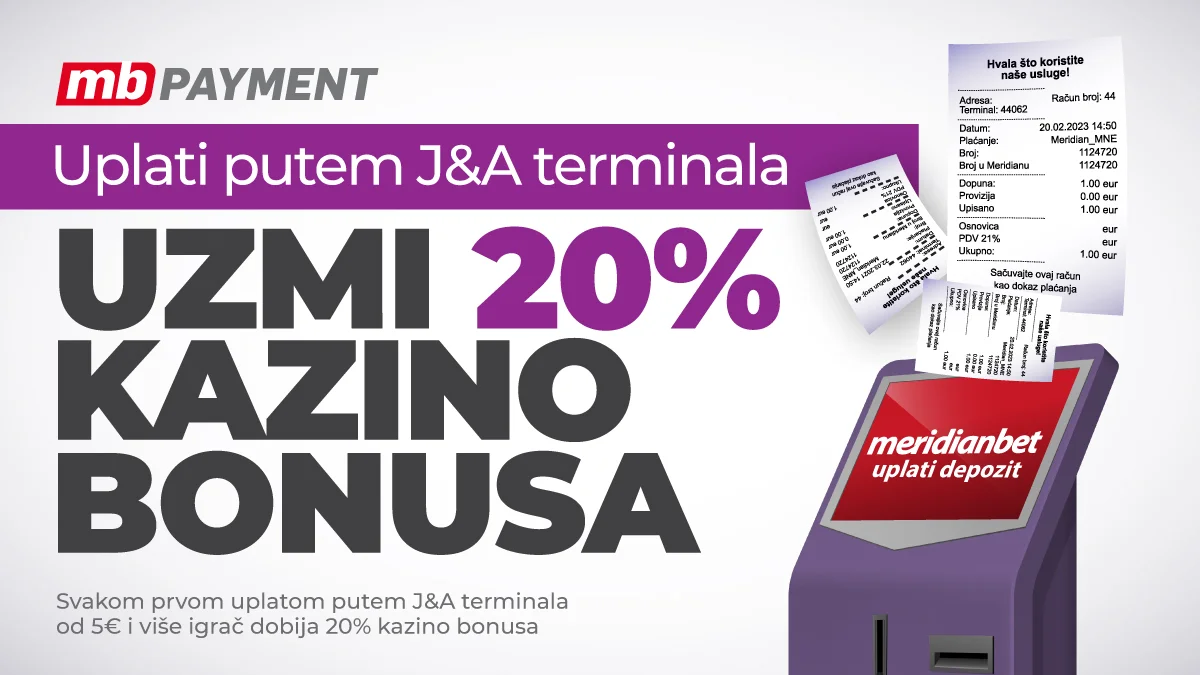 Uplati depozit putem J&A terminala i očekuje te sjajan kazino bonus!