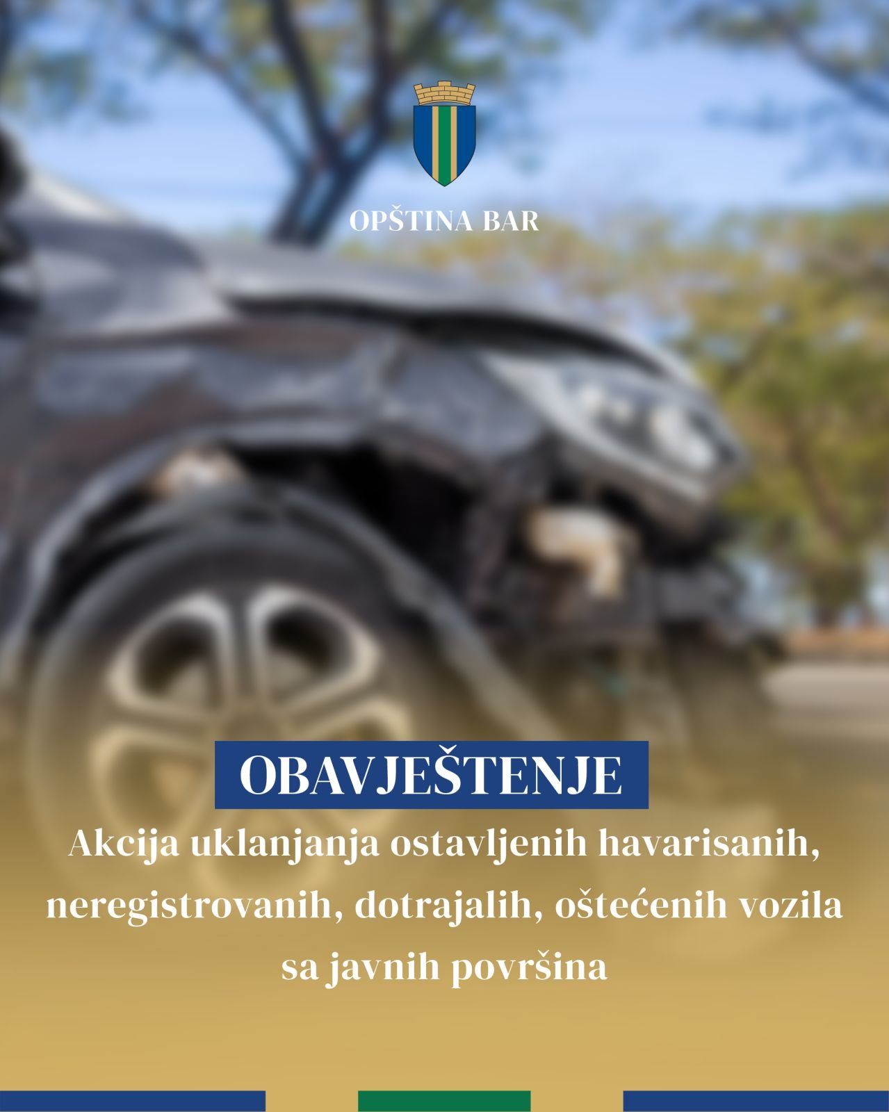 Bar: Akcija uklanjanja ostavljenih havarisanih, neregistrovanih, dotrajalih, oštećenih vozila sa javnih površina
