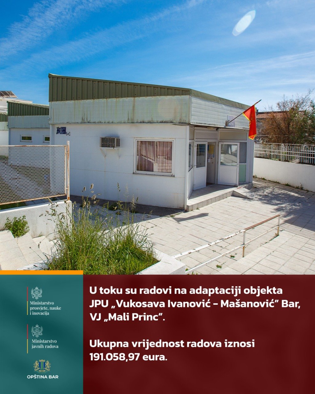 Za adaptaciju vrtića ,,Mali princ“ u Baru skoro 200 hiljada eura