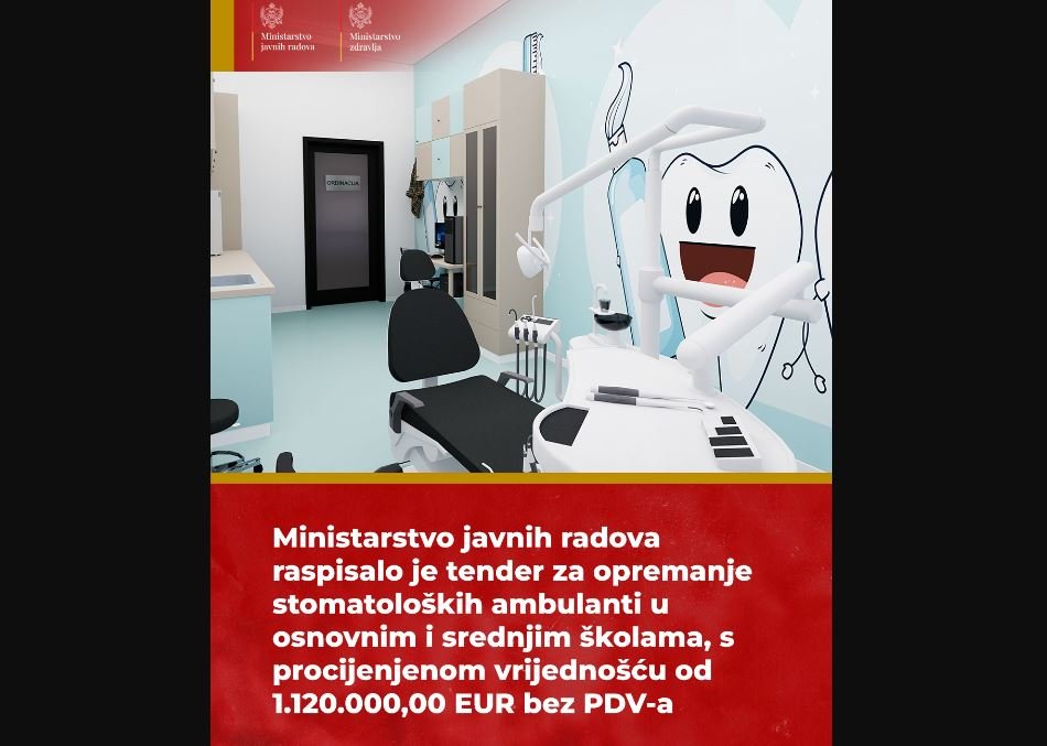 MJR: Više od milion eura za opremanje stomatoloških ambulanti u osnovnim i srednjim školama