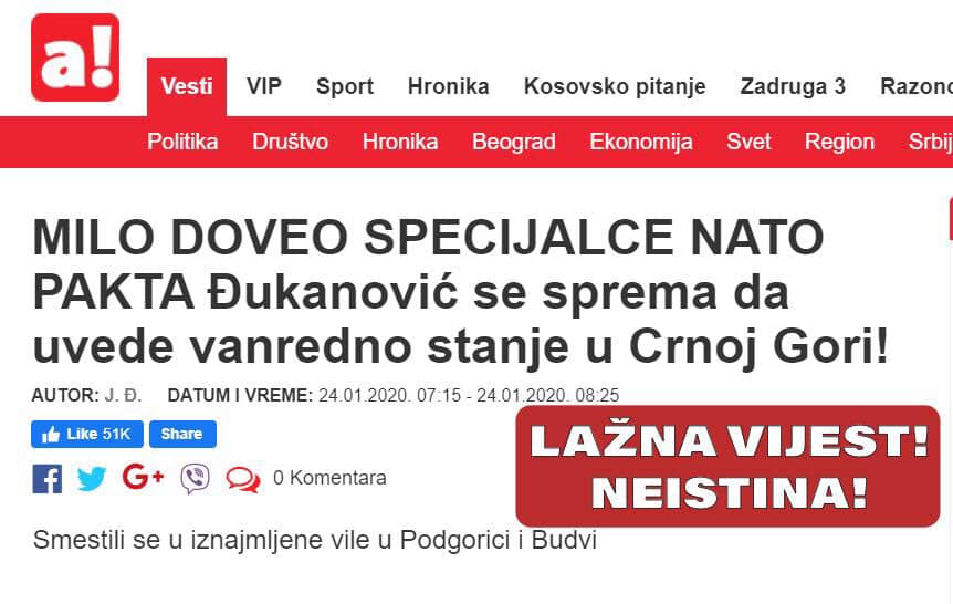 MO: Još jedna lažna vijest, nema NATO specijalaca u Crnoj Gori