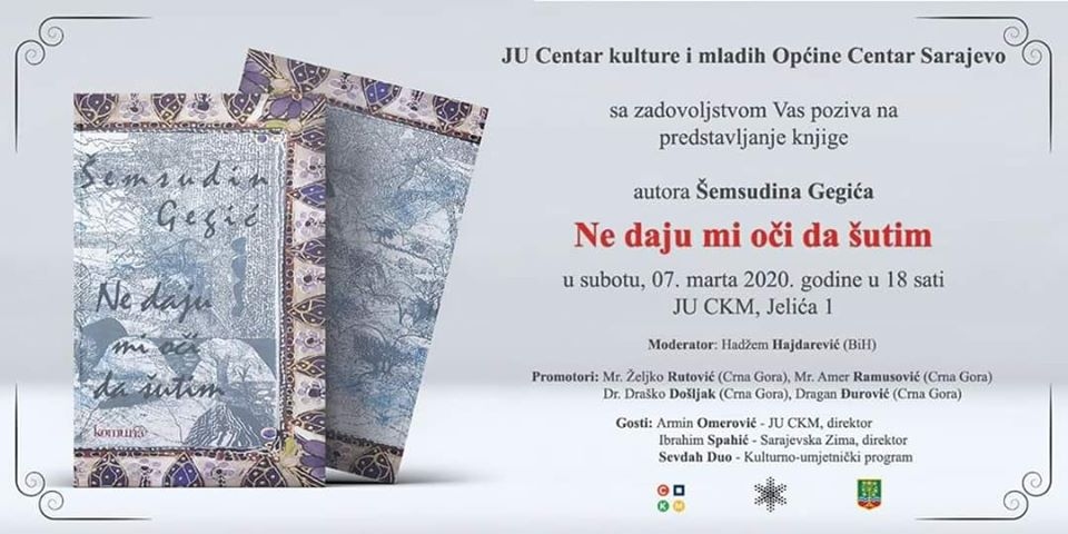 Promocija knjige ''Ne daju mi oči da šutim'' Šemsudina Gegića u Sarajevu