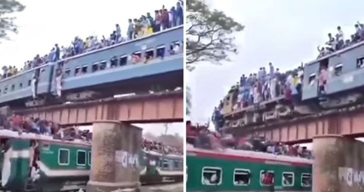 Kako izgleda kada prenatrpani voz u Bangladešu prolazi ispod mosta? Ko ne spusti glavu...