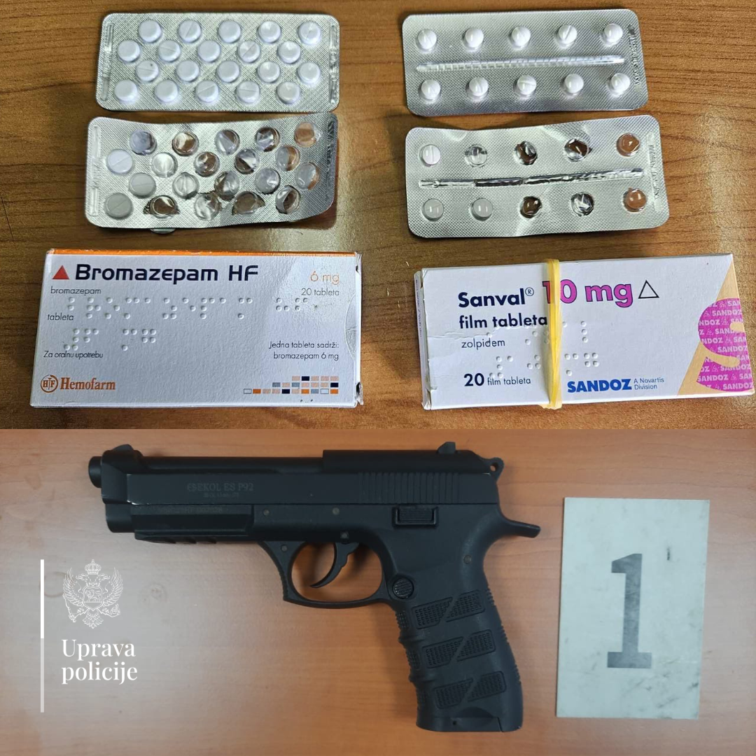 UP: U Beranama i Rožajama od dva lica oduzete tablete sa liste opijata i pištolj