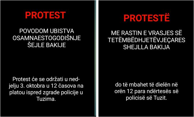 Protest u Tuzima povodom ubistva Šejle Bakije