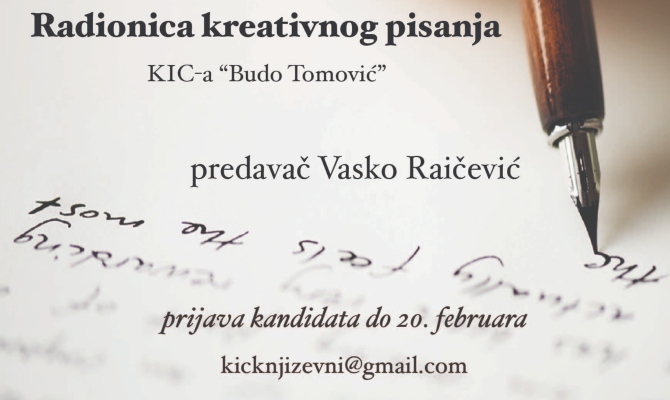 Konkurs za radionicu kreativnog pisanja u KIC-u