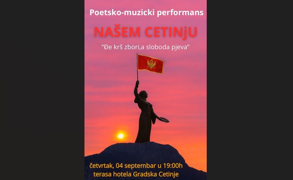 Poetsko- muzički performans u četvrtak na Cetinju: Dar građanima Prijestonice