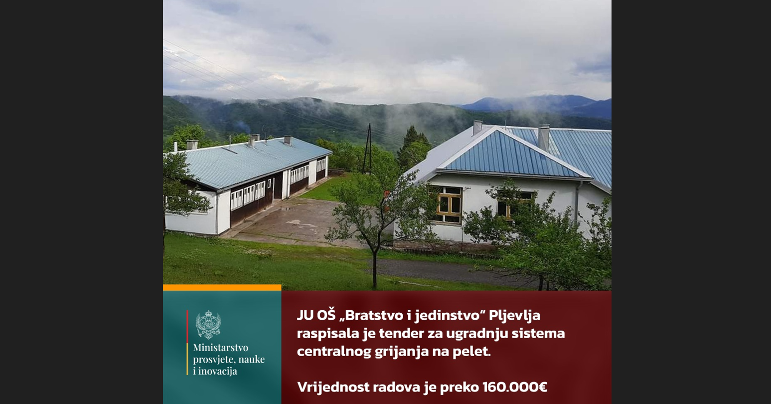 MPNI: Raspisan tender za ugradnju grijanja u JU OŠ Bratstvo i jedinstvo Pljevlja