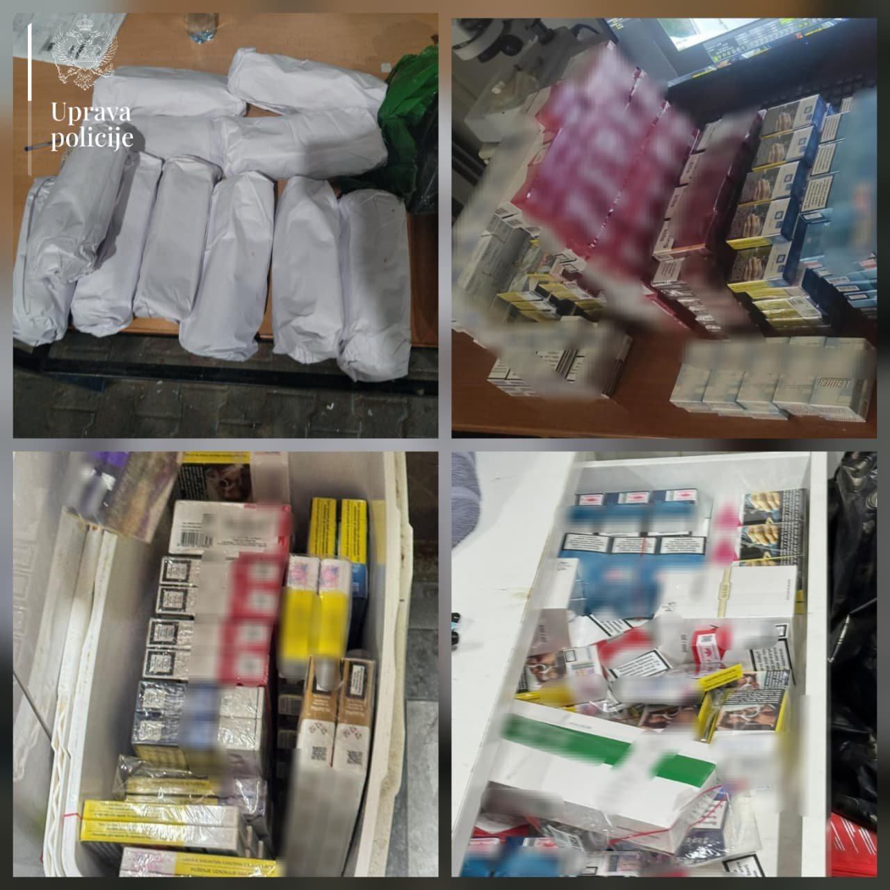 Uhapšene četiri osobe, zaplijenjena marihuana, duvan, preko 600 paklica cigareta i falsifikovane lične isprave