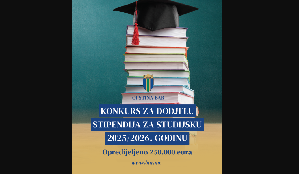 ​Raspisan Konkurs za dodjelu stipendija Opštine Bar: Za najuspješnije studente opredijeljeno 250.000 eura