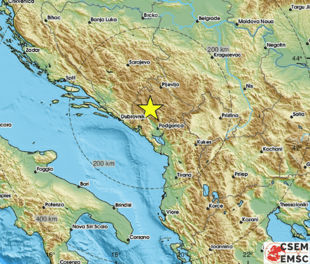Novi zemljotres zatresao Crnu Goru