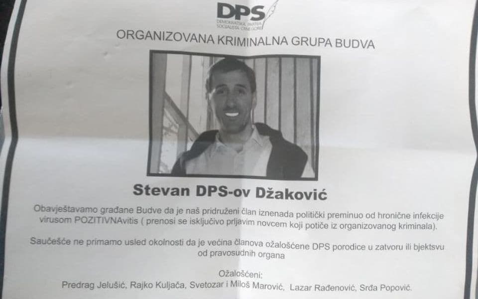 Budva osvanula sa čituljama Stevana Džakovića