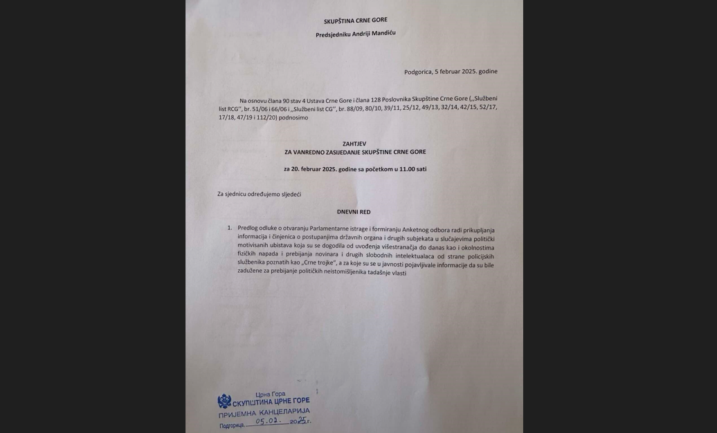 Poslanici parlamentarne većine traže vanrednu sjednicu Skupštine povodom formiranja Anketnog odbora