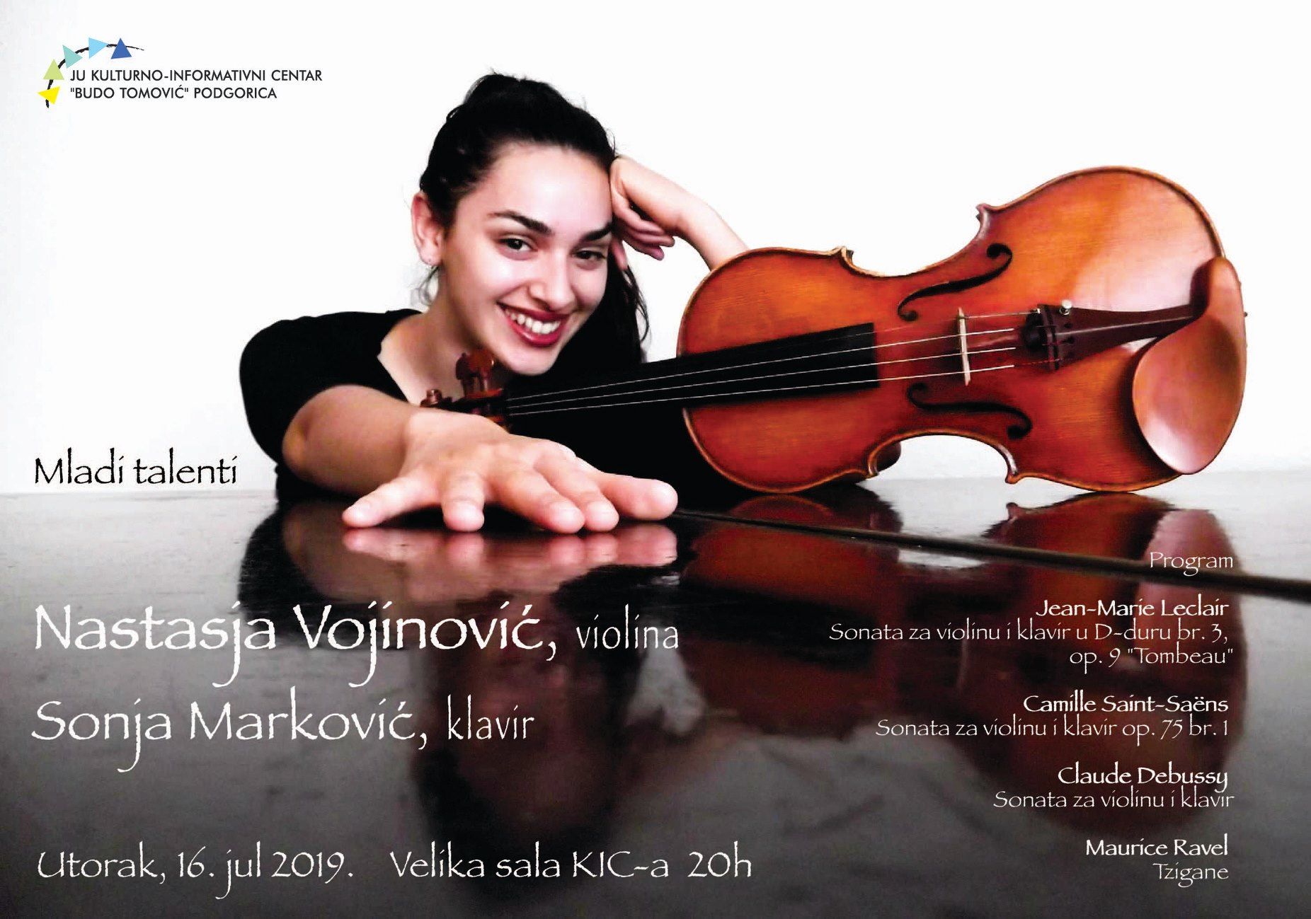 Koncert violinistkinje Nastasje Vojinović u utorak u KIC-u