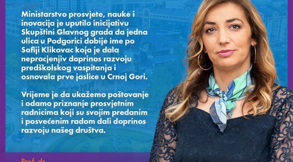 Ministarstvo uputilo inicijativu: Da jedna ulica u Podgorici dobije ime po Sofiji Klikovac