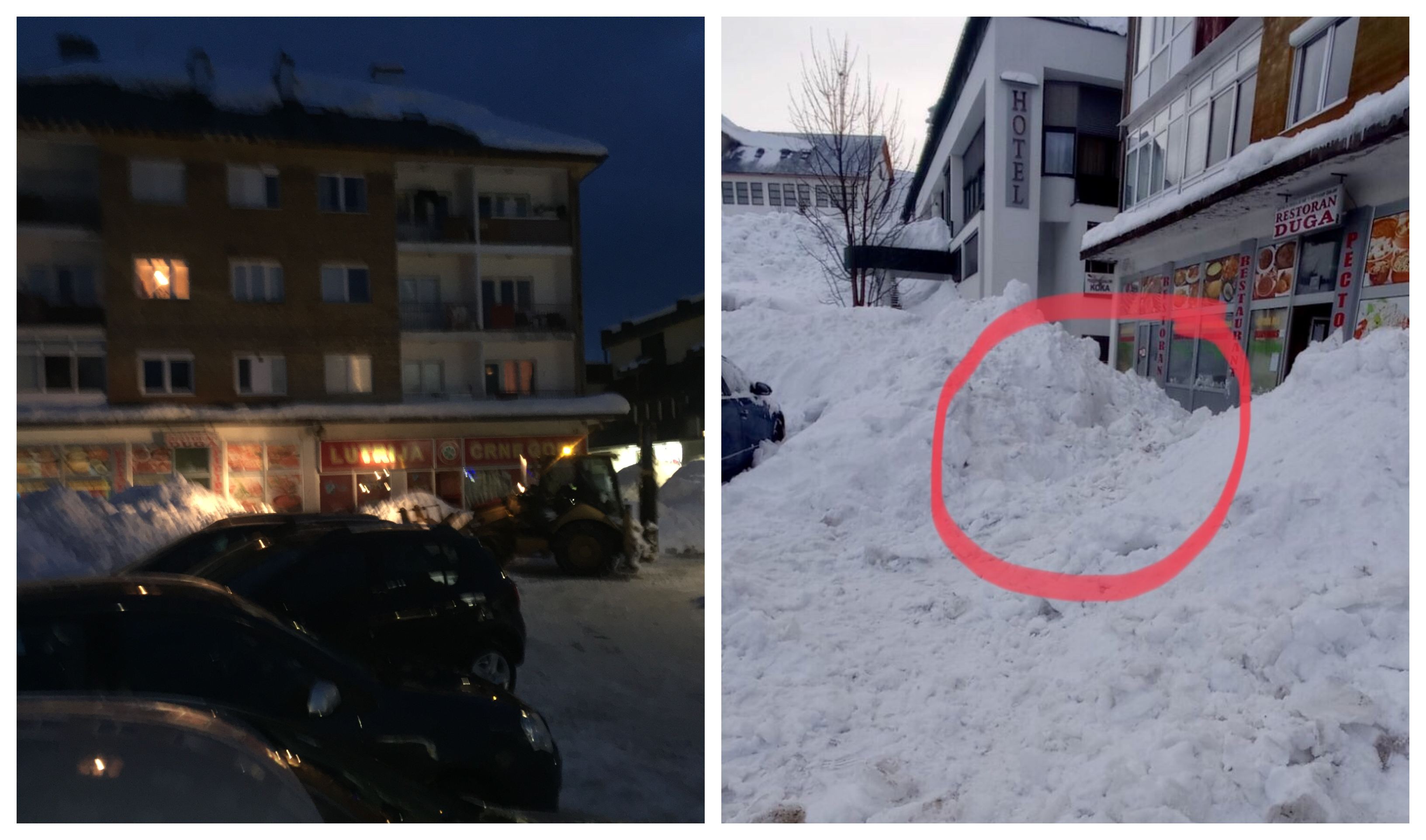Snijeg sa krova zgrade na Žabljaku pao i zatrpao ženu i dijete, građani ih spasili