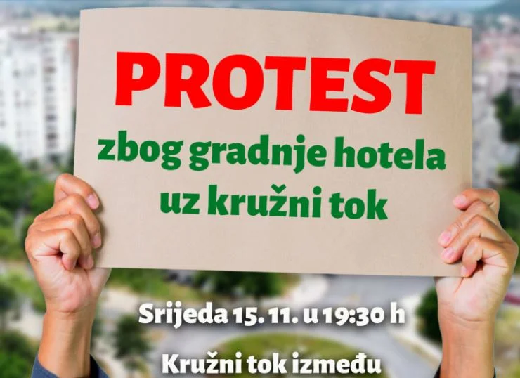 Sjutra još jedan protest zbog gradnje hotela na kružnom toku u Bloku