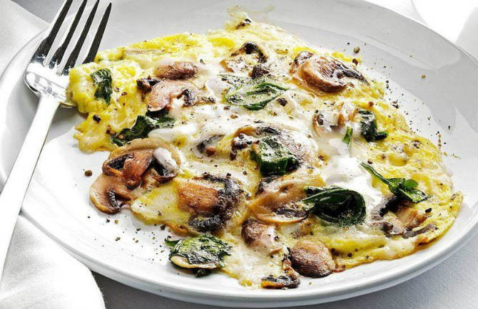 Omlet sa spanaćem i pečurkama