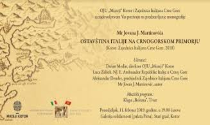 Kotor: Predstavljanja monografije „Ostavština Italije na Crnogorskom primorju“