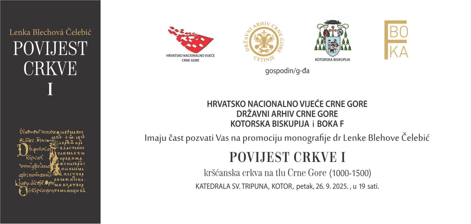 Promocija knjige „Povijest Crkve I“ sjutra u Katedrali sv. Tripuna u Kotoru