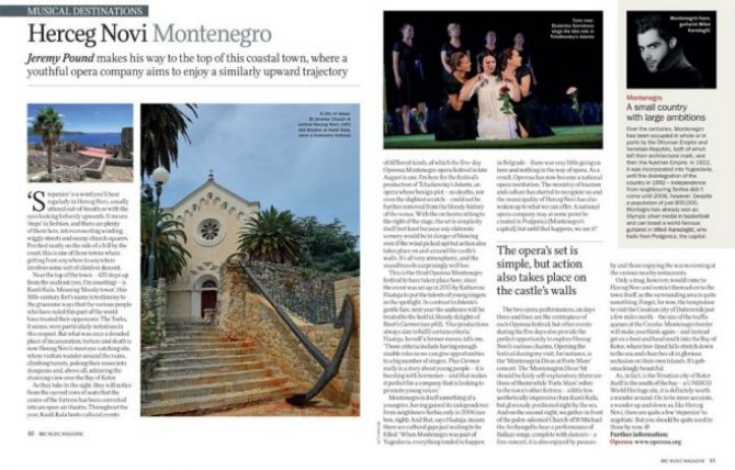 Operosa Montenegro Festival u BBC Music magazinu