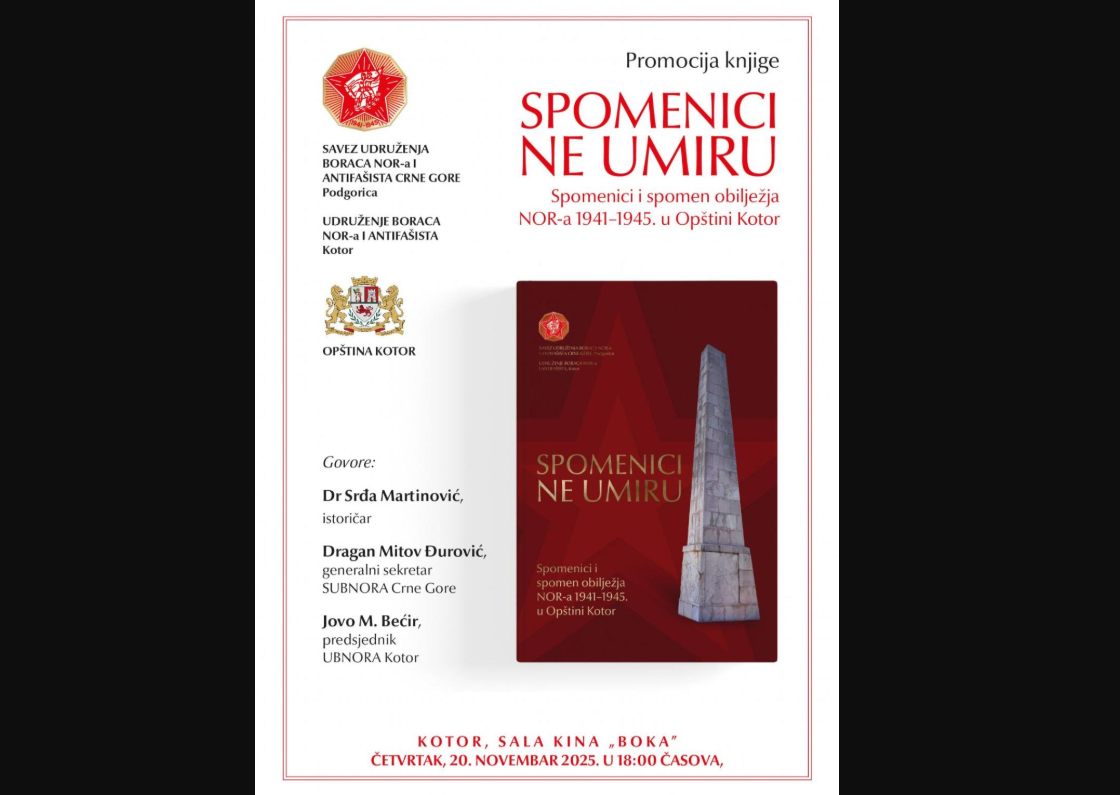 Promocija knjige "Spomenici ne umiru" u Kotoru