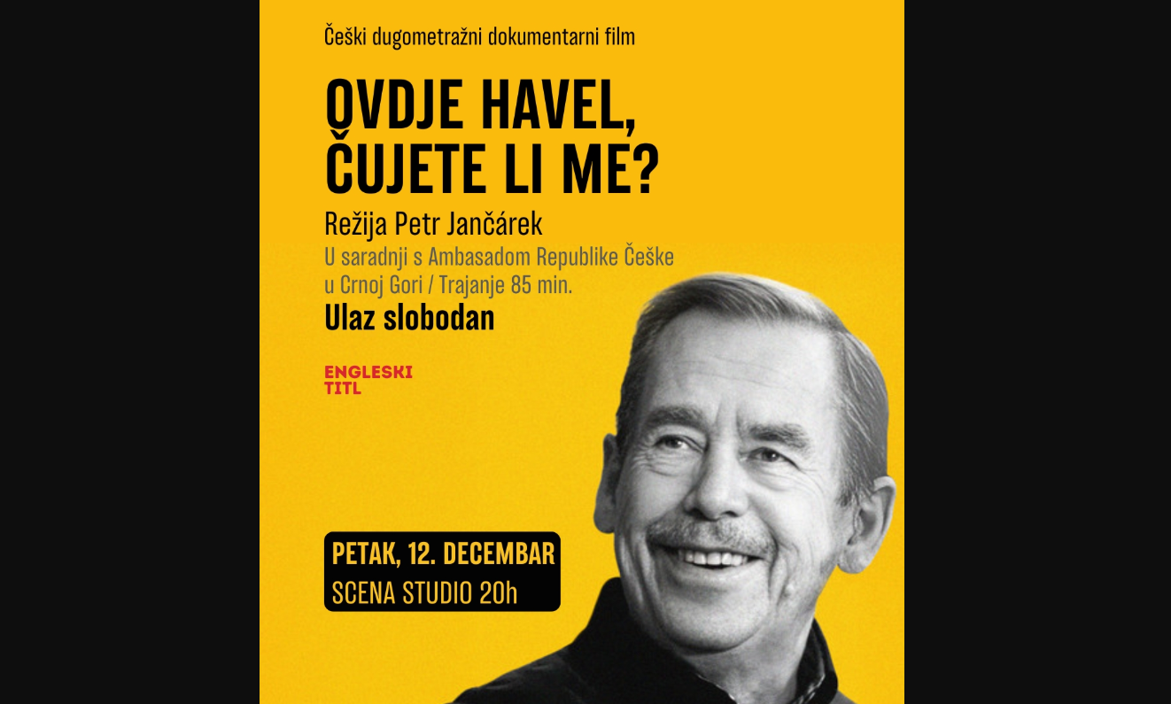 CNP: Film o Vaclavu Havelu u petak na Sceni Studio
